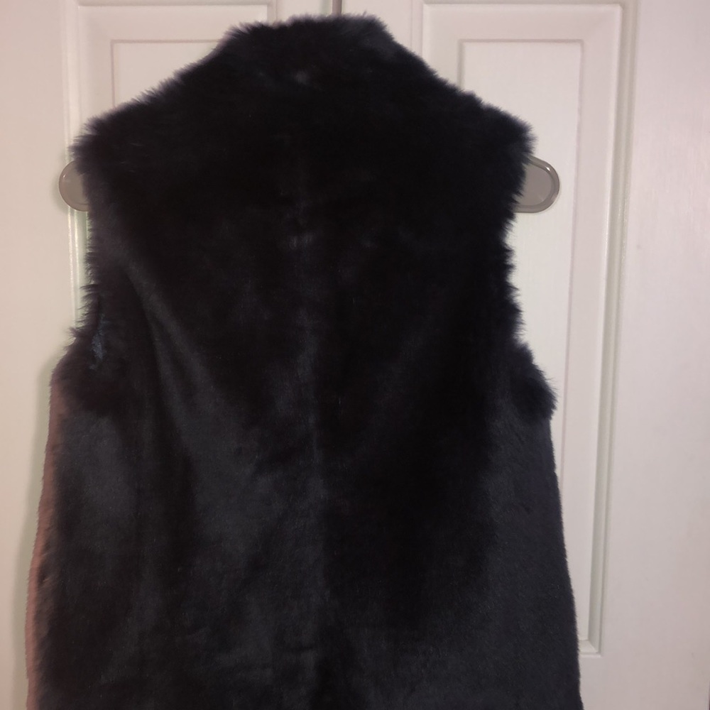 J crew 🍃🍂🌻 navy blue 🪻 XXS FAUX FUR VEST - Picture 7 of 7